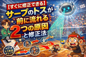 【すぐに修正できる】サーブのトスが前に流れる2つの原因と修正法