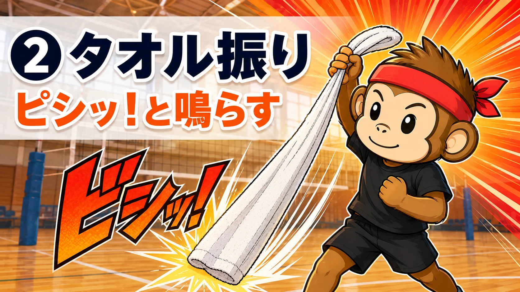 練習② タオル振り - ピシッと鳴らす