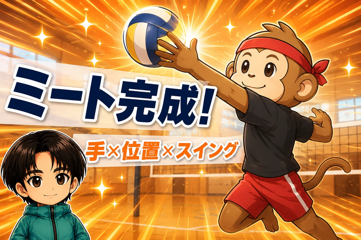 スパイクのミート完成 手×位置×スイング