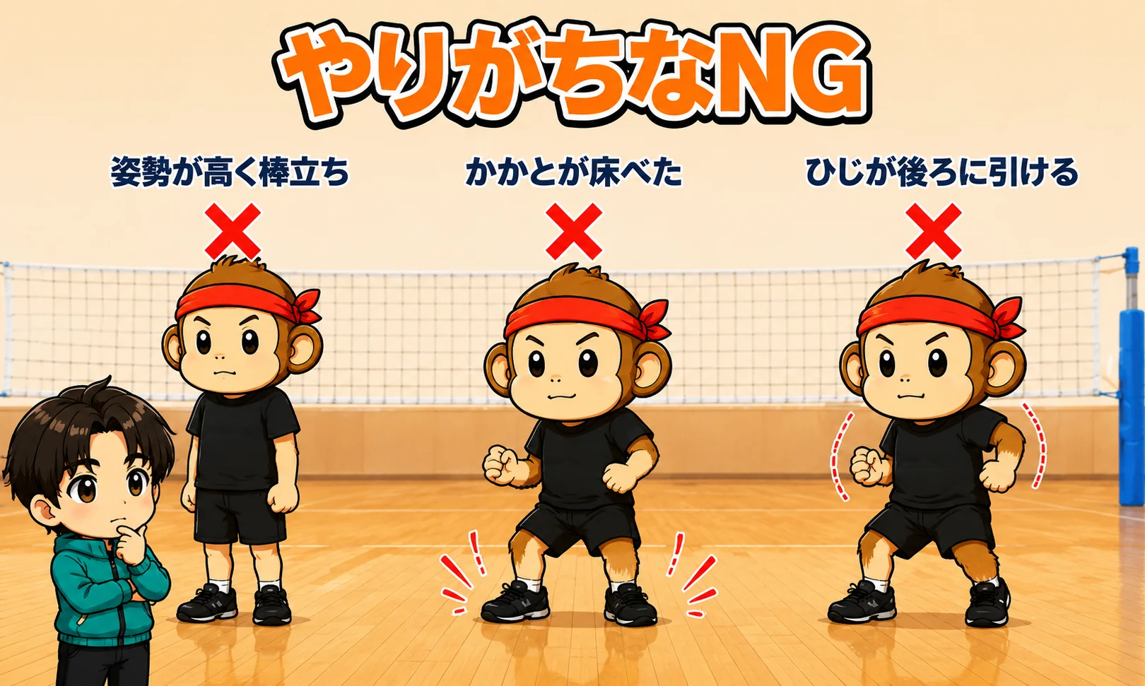 レシーブの構えのよくある間違いNG例3選