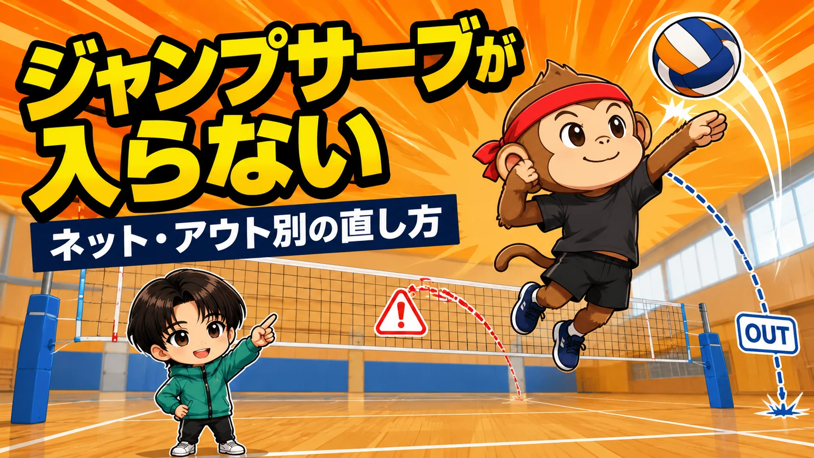 アイキャッチ(ジャンプサーブが入らない・ネット/アウト別の直し方)