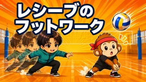 足で落下点に入るレシーブのフットワーク