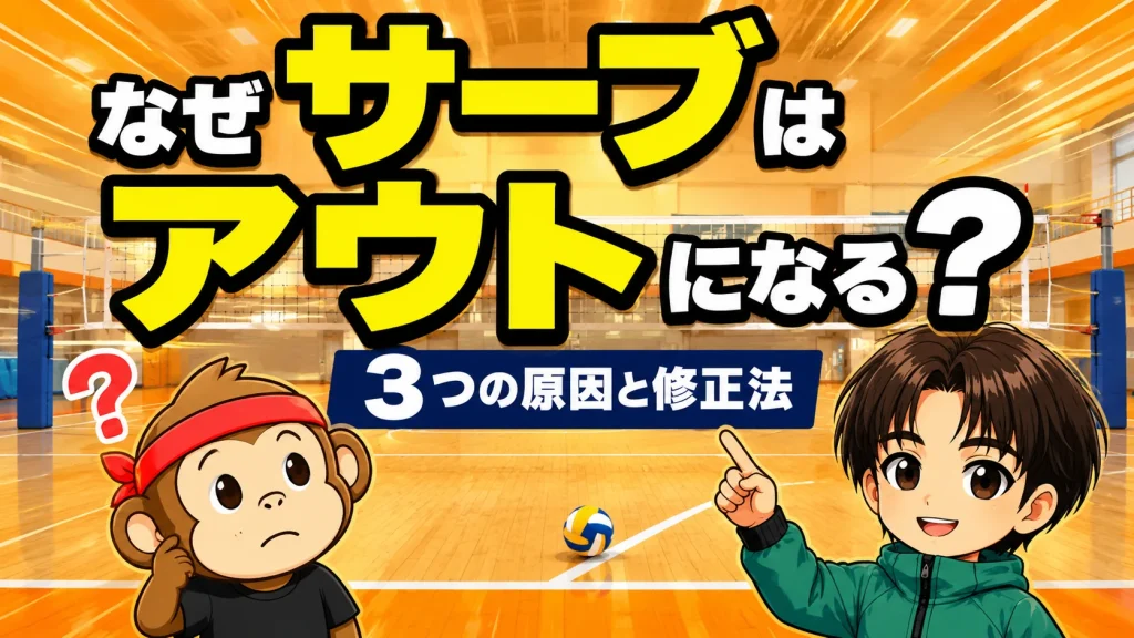 サーブがアウトになる3つの原因と修正法を解説する記事のアイキャッチ