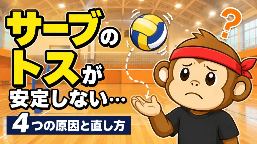 サーブのトスが安定しない4つの原因と直し方を解説する記事のアイキャッチ