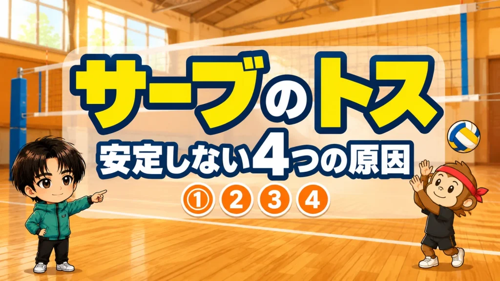 サーブのトスが安定しない4つの原因と5つの改善法を解説するアイキャッチ