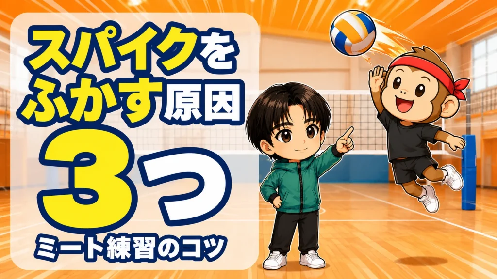 スパイクをふかす3つの原因と直し方・ミート練習のコツのアイキャッチ画像