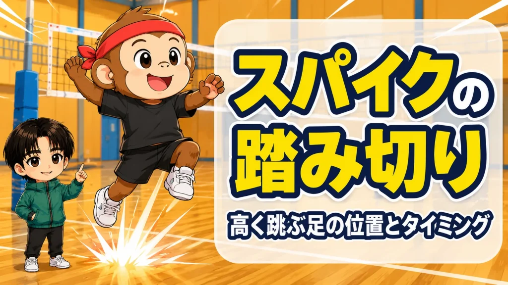 スパイクの踏み切りで高く跳ぶ足の位置とタイミングのコツのアイキャッチ画像