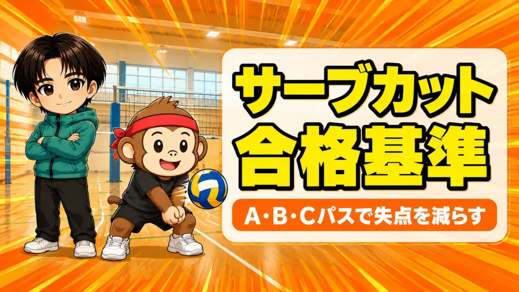サーブカットの合格基準A・B・Cパスを解説するアイキャッチ