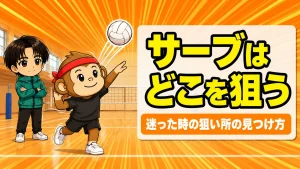 サーブの狙い所を解説するアイキャッチ