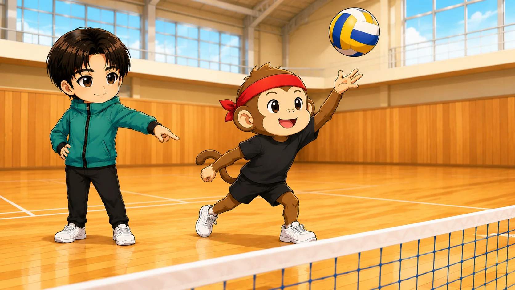 ジャンプサーブの助走とトスを前に上げる打ち方の図解