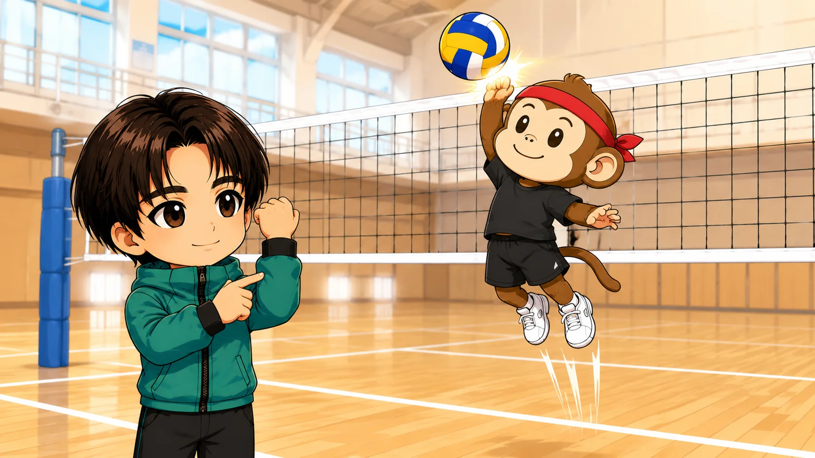 ダイレクトスパイクの打ち方 肘を高く保ちコンパクトに叩くフォームのイラスト