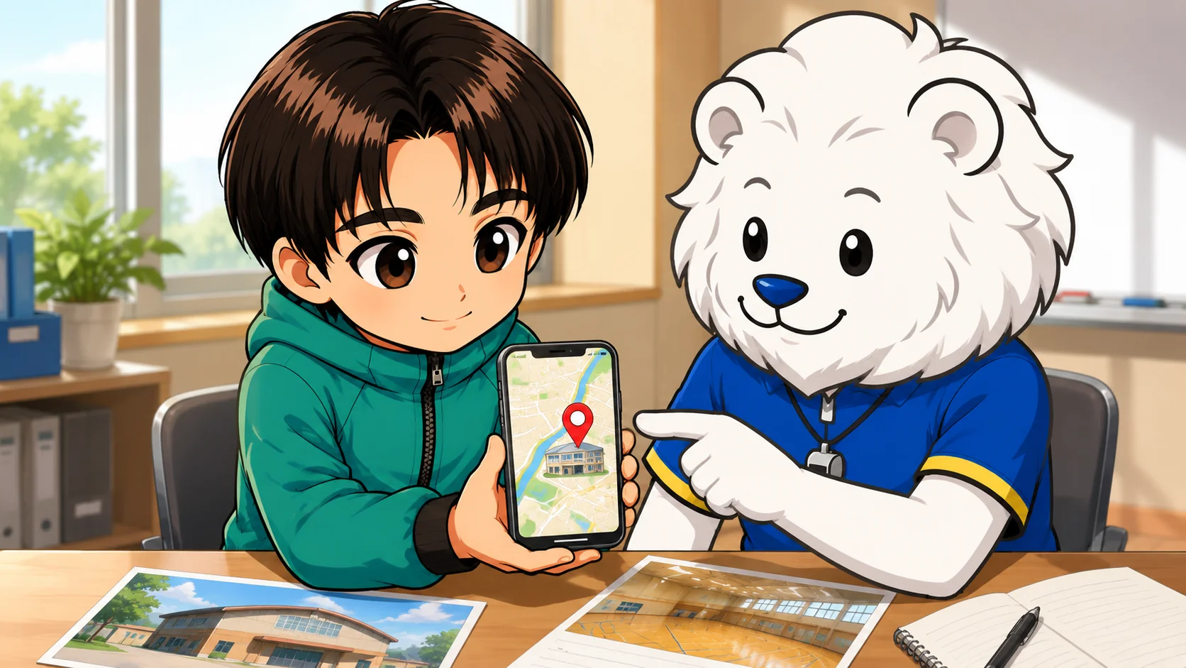 スマホの地図アプリで練習場所にマップピンを表示して確認する様子