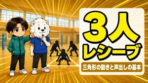 バレーの3人レシーブ練習 三角形の動きと声出しを徹底する基本