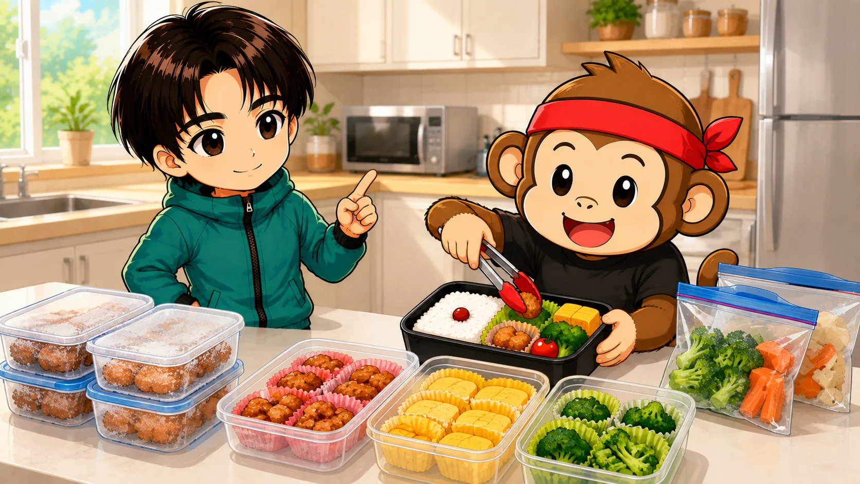 部活弁当の作り置きを小分け冷凍して朝は詰めるだけにする準備