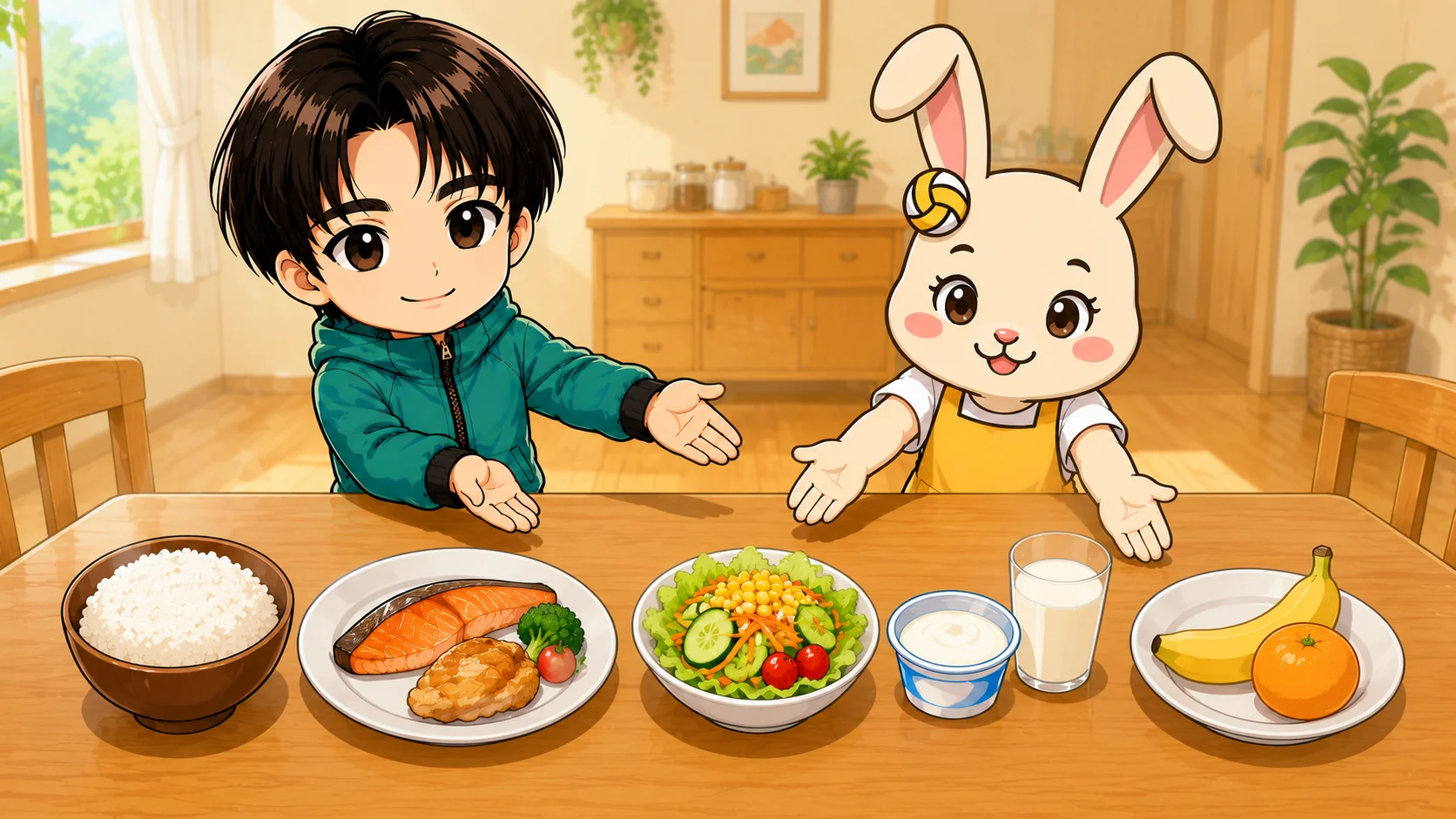 バレーボールの食事メニューの基本となる定食スタイル5つのお皿