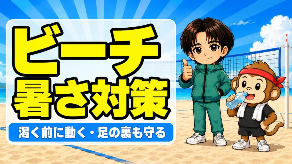 ビーチバレーの暑さ・脱水対策を解説するアイキャッチ画像