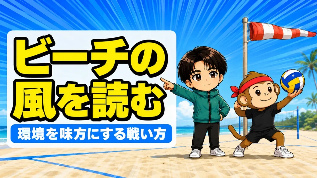 ビーチバレーの風と太陽の使い方を解説するアイキャッチ画像