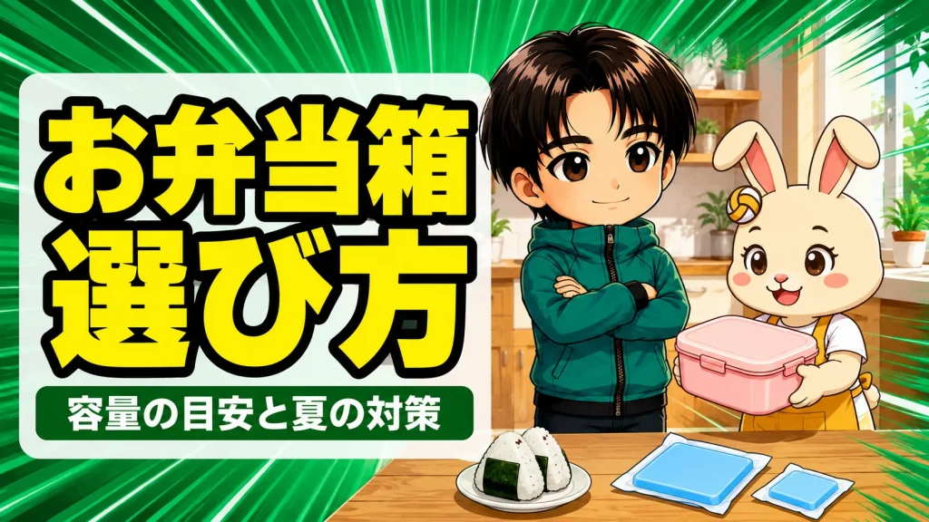 バレー部のお弁当箱の選び方と容量の目安を示すアイキャッチ画像