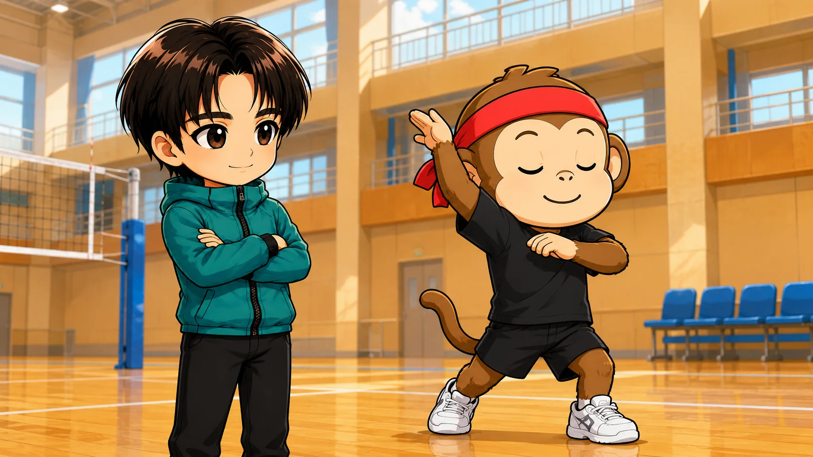 イメージトレーニングで五感を使いスパイクの動きをなぞる選手のイラスト
