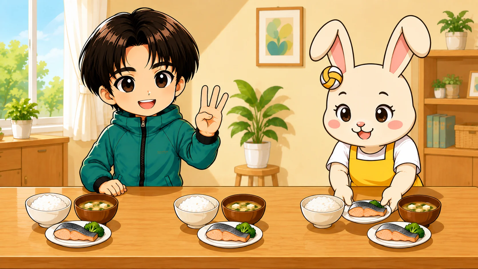 タンパク質を3食に分けてとる大切さを示すイラスト