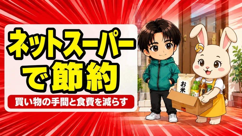 楽天西友ネットスーパーで食材を受け取る保護者のイラスト