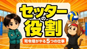 バレーのセッターの役割を解説するアイキャッチ・司令塔がやる5つの仕事