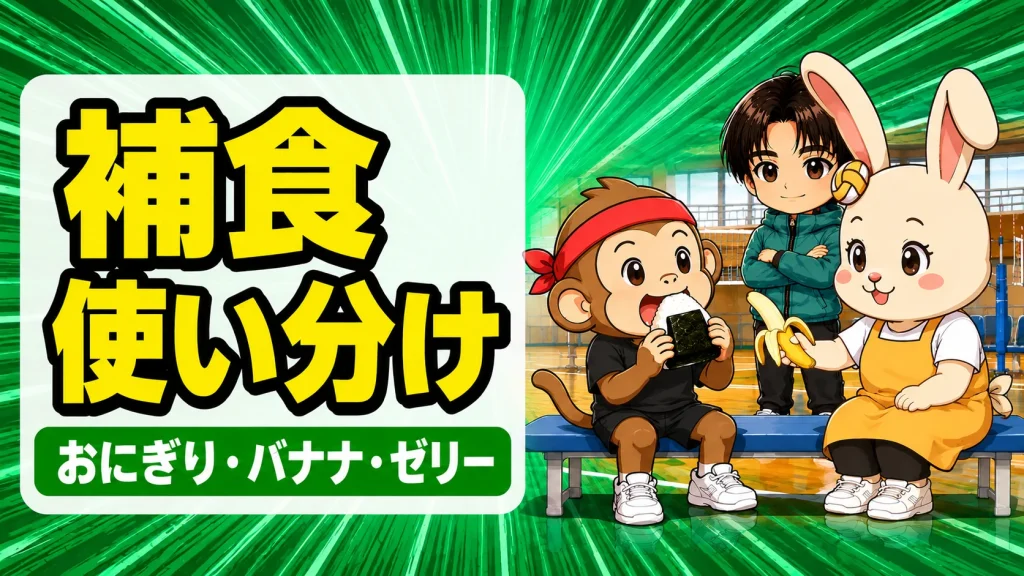 バレーボールの補食の選び方を解説するアイキャッチ画像