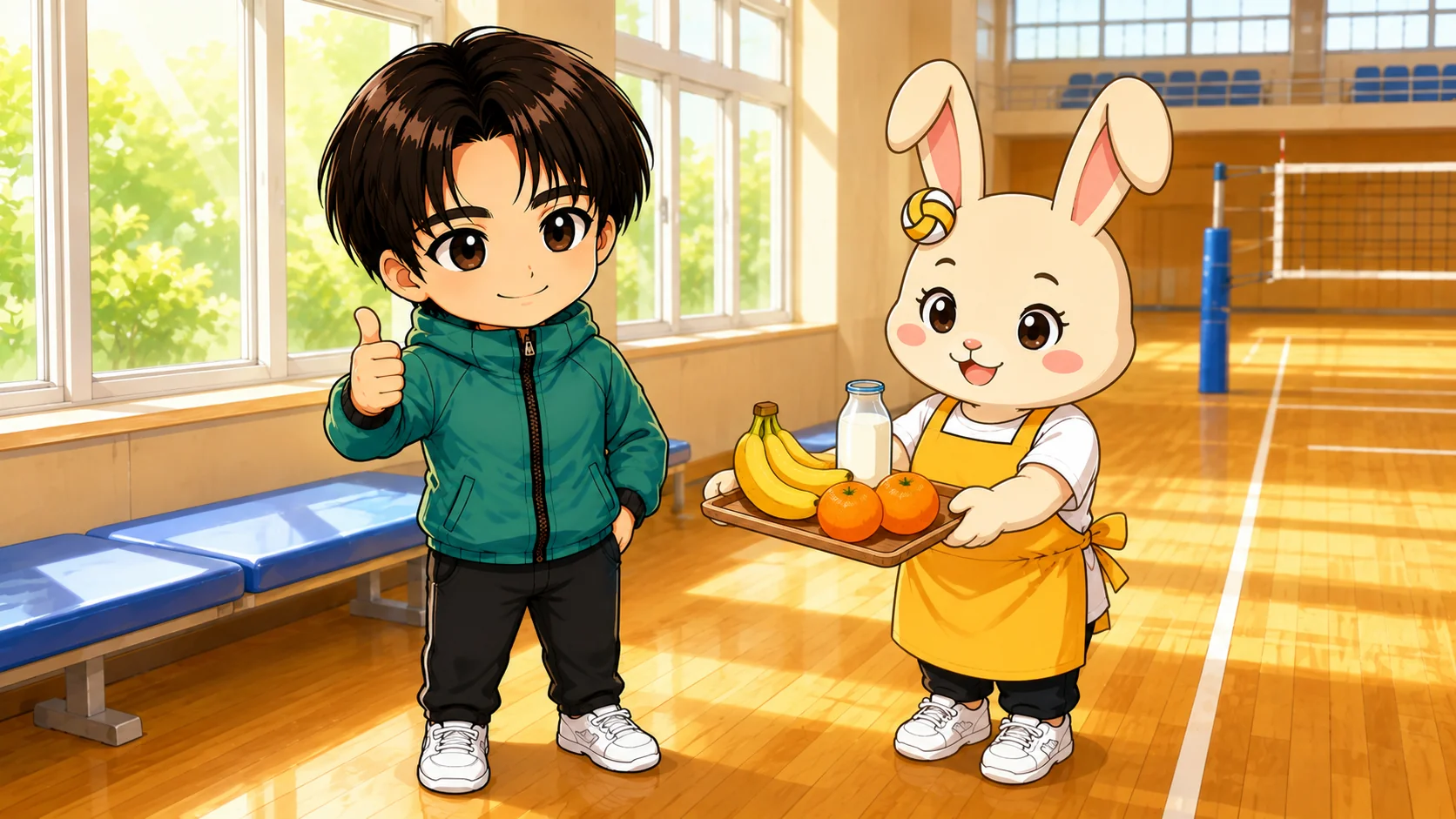 ビタミン・ミネラルがバレー選手の体の調子を整える役割のイラスト