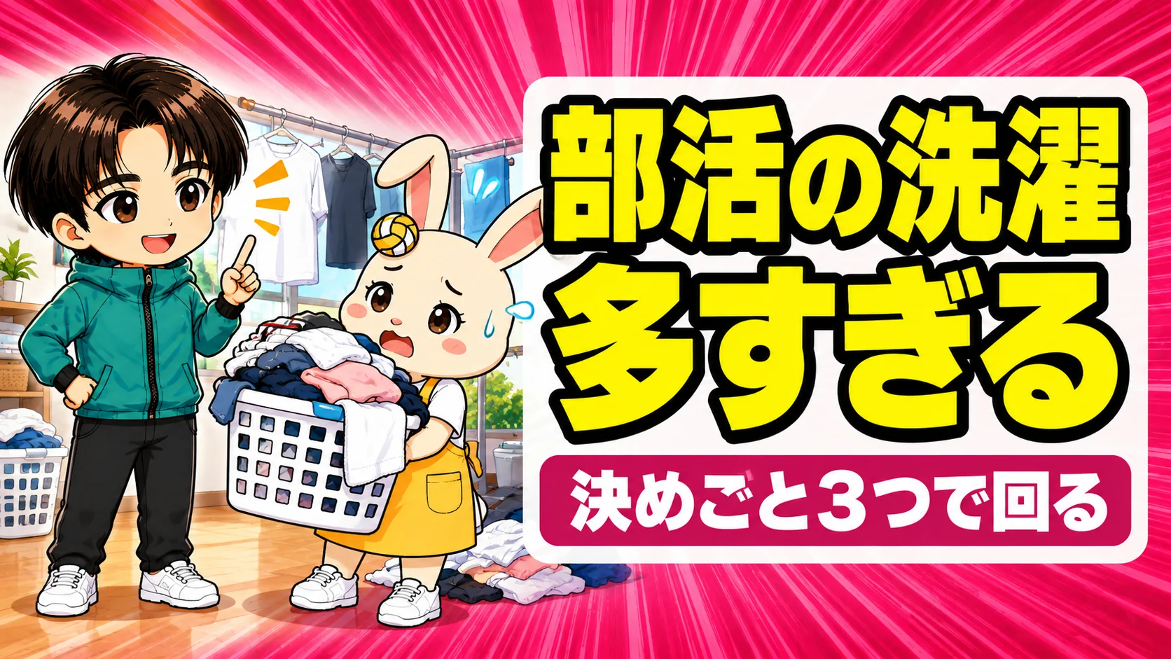 部活の洗濯物が多すぎる悩みと回し方を解説するアイキャッチ画像