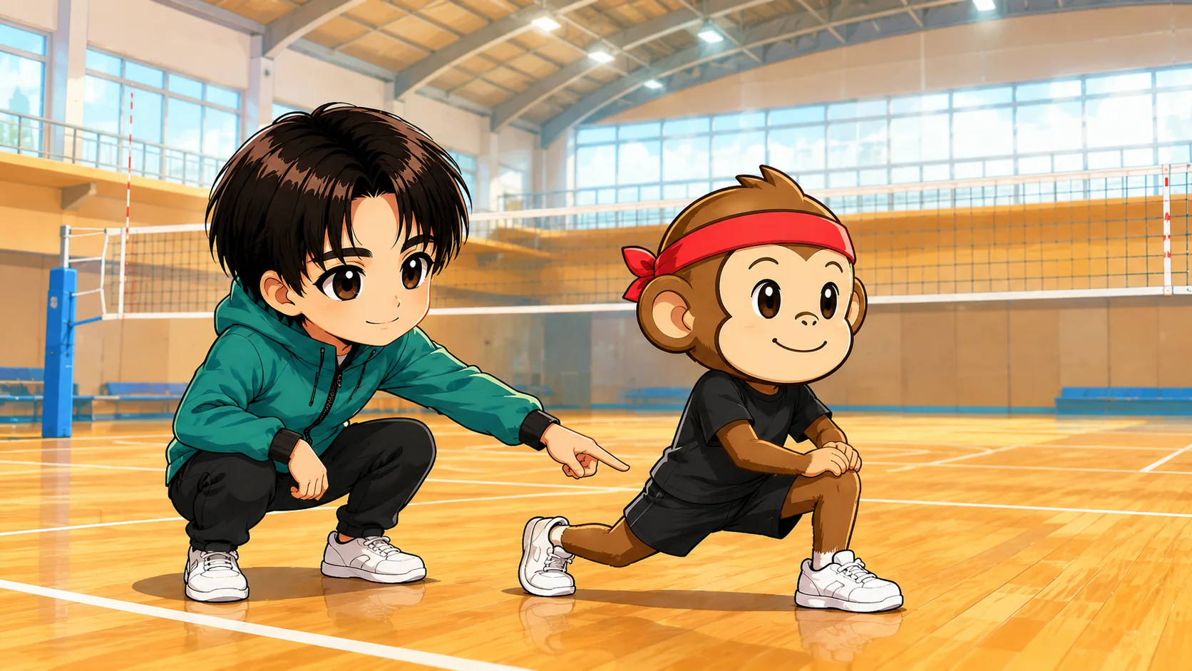 中学生がやっていい自重トレのランジで膝の位置を確認するイラスト
