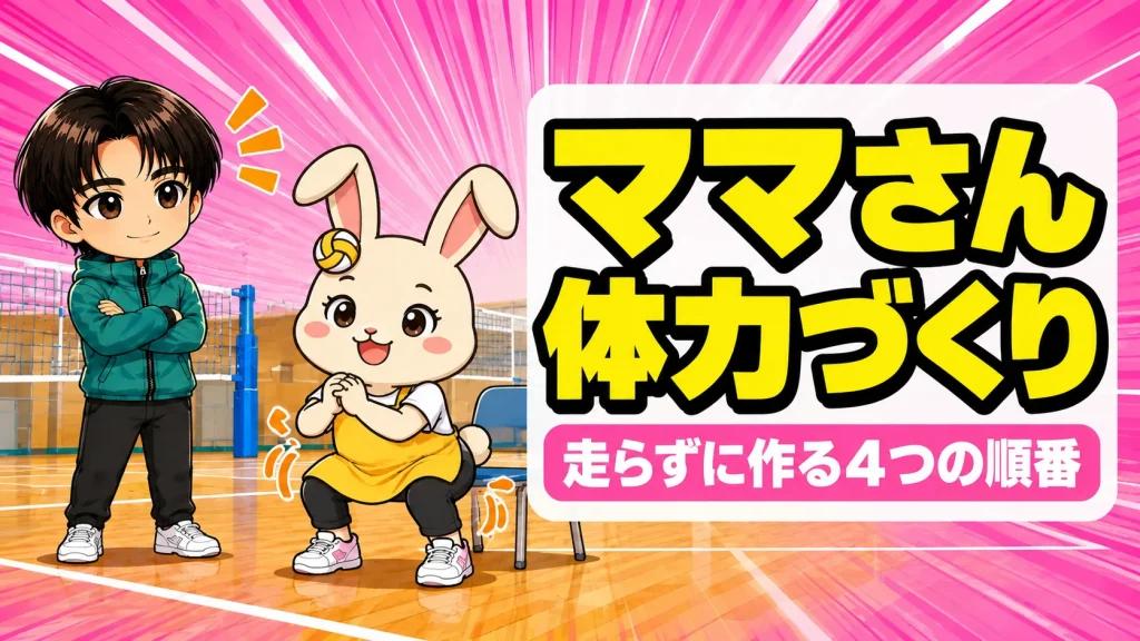 ママさんバレーの体力づくりをコーチとうさママが紹介するアイキャッチ