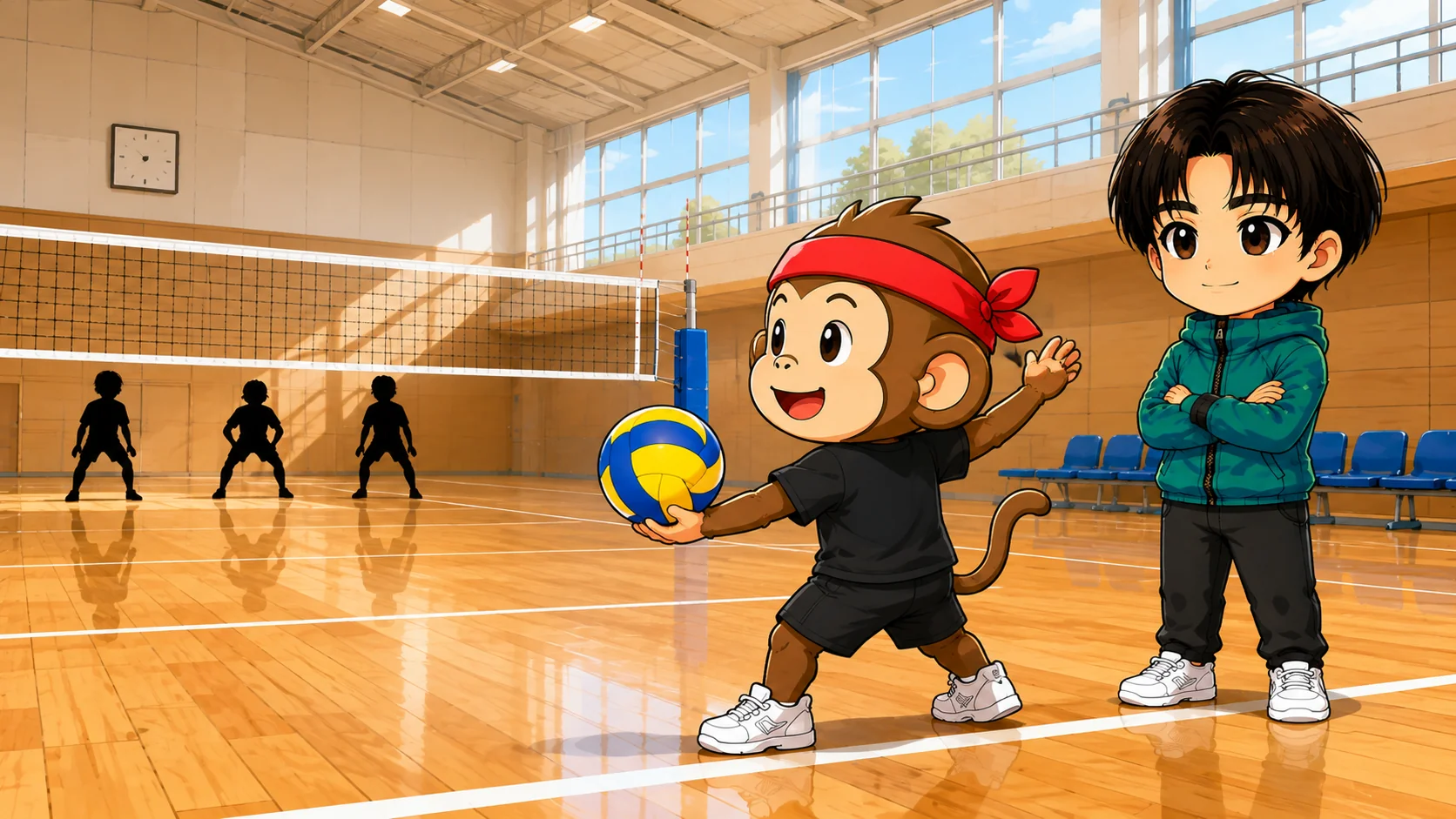 バレーの試合時間の目安を伝えるサーブ開始前のコートの様子