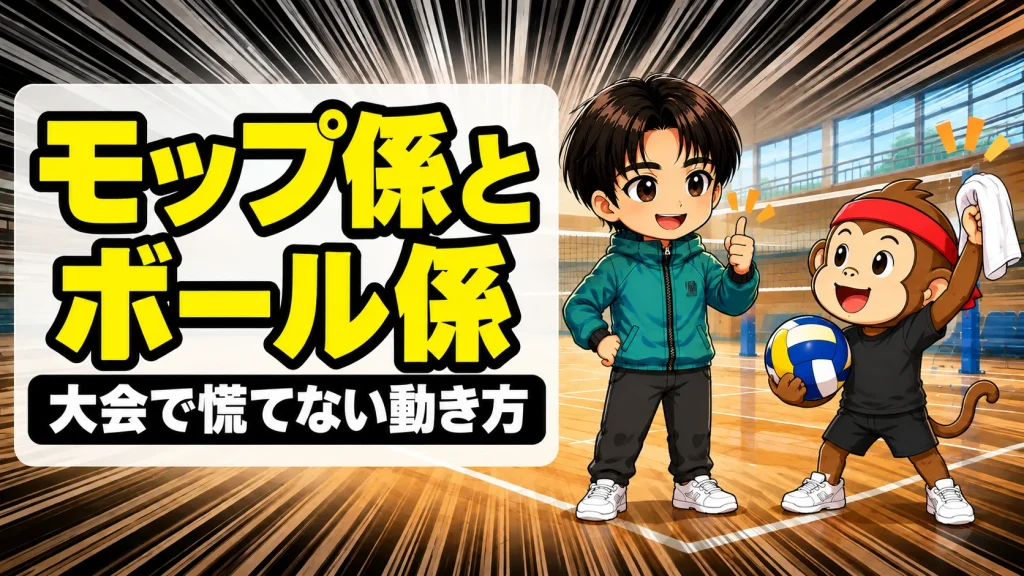 バレーのモップ係とボール係のやり方を解説するアイキャッチ
