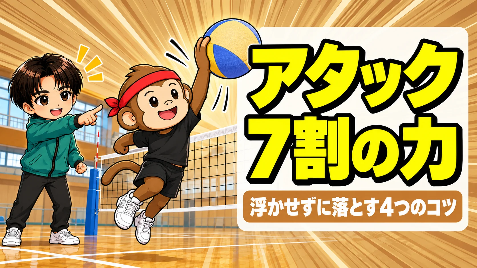 ソフトバレーのアタックの打ち方のコツを解説するアイキャッチ