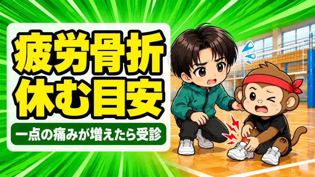 バレーの疲労骨折で休む目安を解説するアイキャッチ
