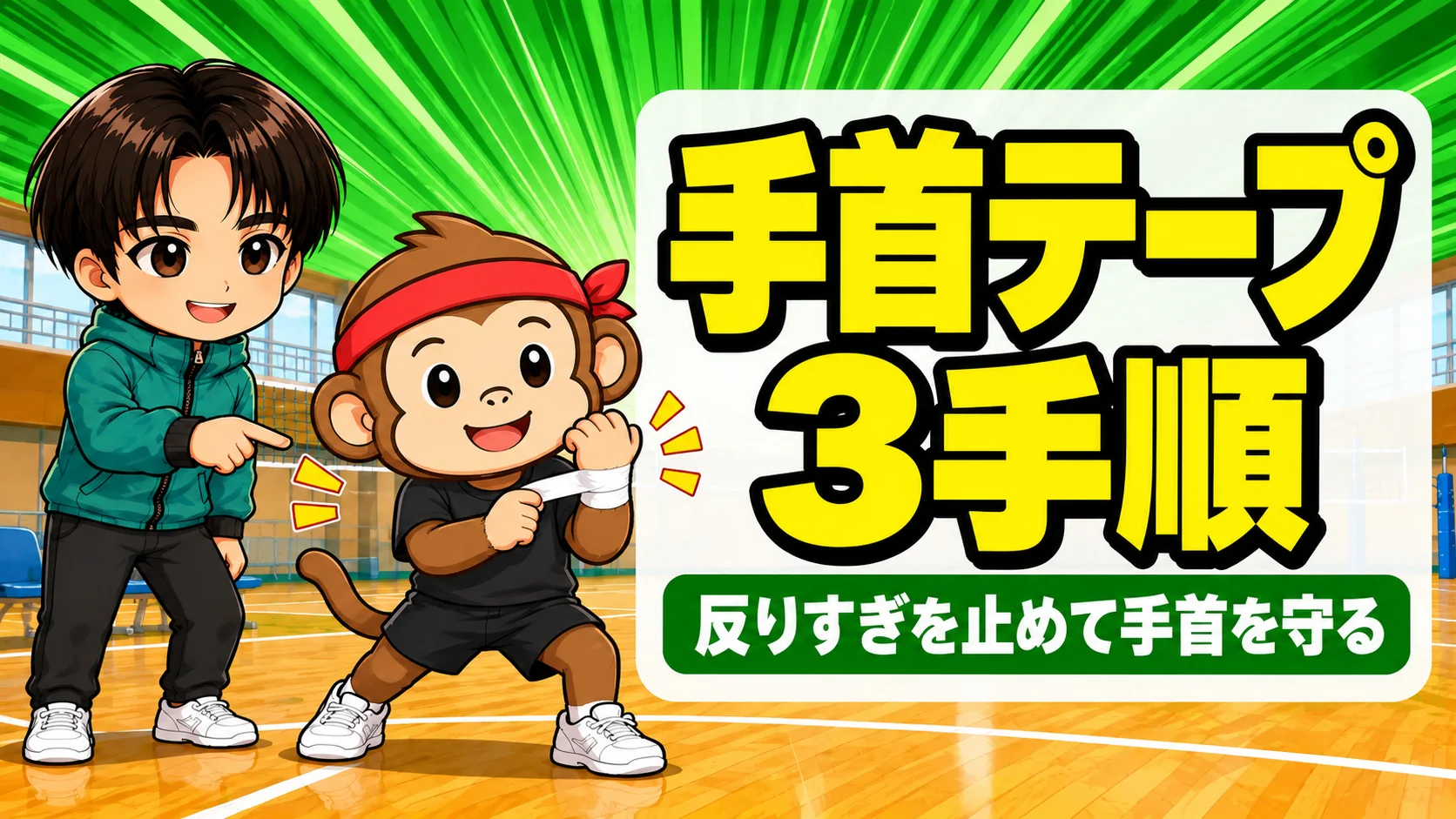 バレーの手首テーピングの巻き方|反りすぎを止める3手順