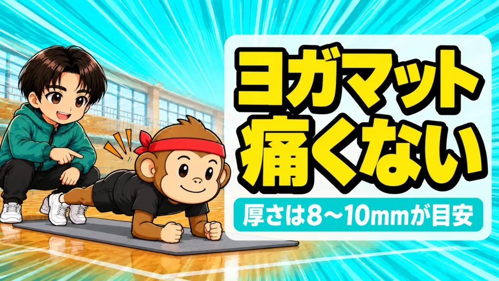 バレーの自主トレでヨガマットの上でプランクをする選手とコーチ